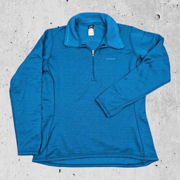 Womens R1 Size Large Blue 1/4 Zip Micro Grid Fleece - Picture 1 of 6